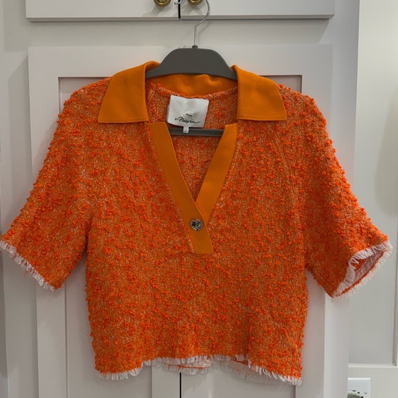 3.1 Phillip Lim Orange Textured Top